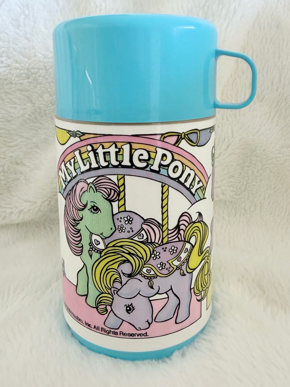 Vintage 1989 Aladdin My Little Pony Thermos - G1 Carousel Ponies
